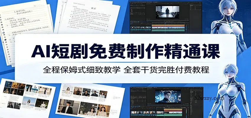 AI短剧免费制作精通课：全程保姆式细致教学，全套干货完胜付费教程-微众资源