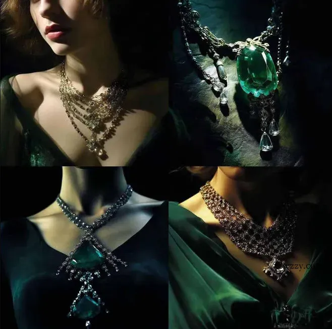 460+专业Midjourney珠宝摄影AI提示词戒指,项链-耳环-手链-宝石等,立即开始创作珠宝艺术