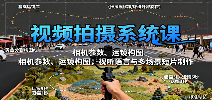 视频拍摄系统课：相机参数、运镜构图，视听语言与多场景短片制作-微众资源