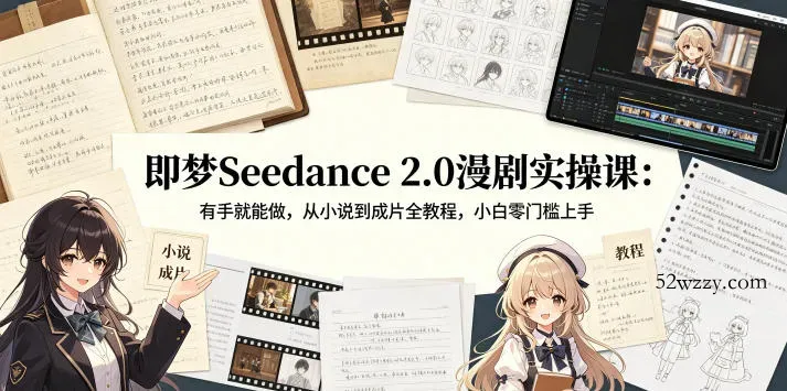 即梦Seedance 2.0漫剧实操课：有手就能做，从小说到成片全教程，小白零门槛上手-微众资源