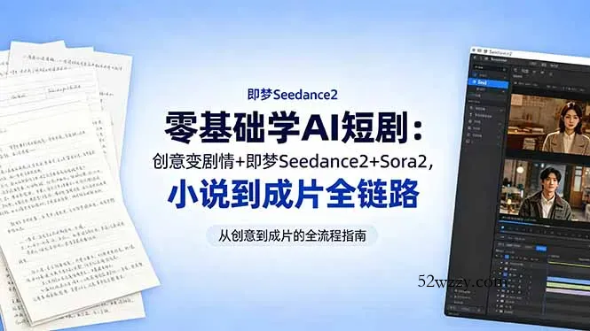 零基础学AI短剧：创意变剧情+即梦Seedance2+Sora2，小说到成片全链路-微众资源