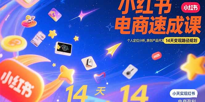 小红书虚拟电商速成课：个人定位分析，原创产品开发，14天变现路径规划-微众资源