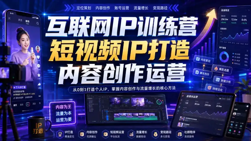 互联网IP训练营，短视频IP打造，内容创作运营-微众资源