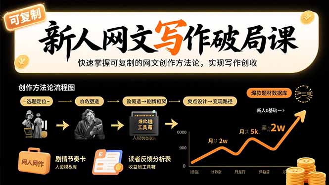 新人网文写作破局课：快速掌握可复制的网文创作方法论，实现写作创收-微众资源