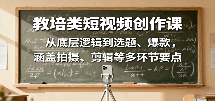 教培类短视频创作课：从底层逻辑到选题、爆款，涵盖拍摄、剪辑等多环节要点-微众资源