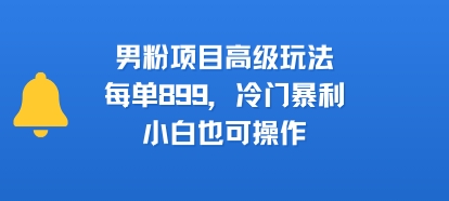 男粉项目高级玩法，每单899，冷门暴利，小白也可操作-微众资源