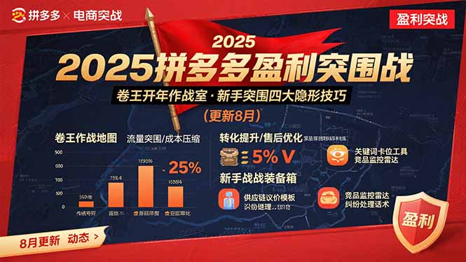2025拼多多盈利突围战：卷王开年作战室，新手突围四大隐形技巧(更新8月-微众资源