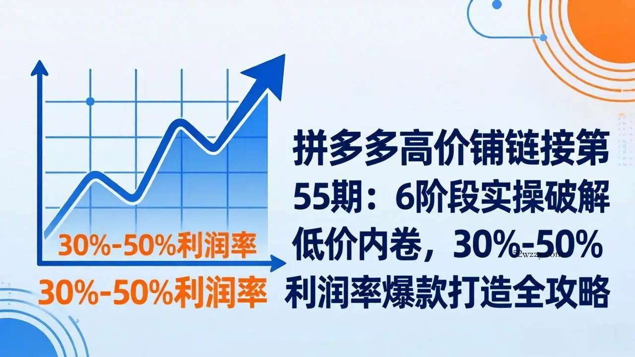 拼多多高价铺链接第55期：6阶段实操破解低价内卷，30%-50%利润率爆款打造全攻略-微众资源