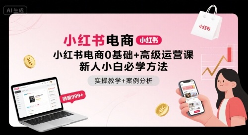 小红书电商0基础+高级运营课，新人小白必学方法，实操教学+案例分析-微众资源