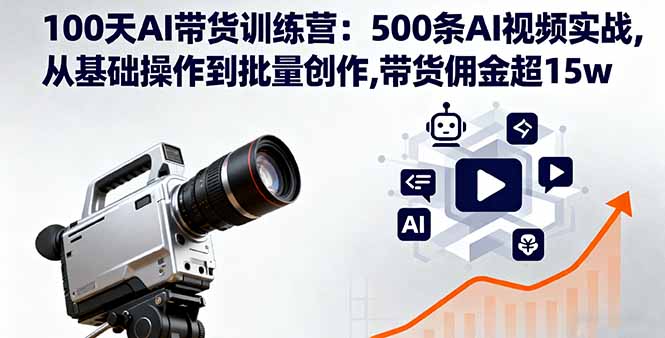 100天AI带货训练营：500条AI视频实战,从基础操作到批量创作,带货佣金超15w-微众资源