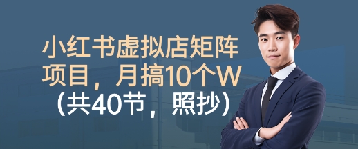 小红书虚拟店矩阵项目，照抄照做，月搞1W+(共40节)-微众资源
