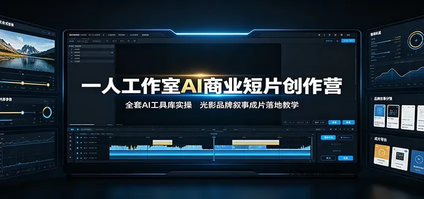 一人工作室AI商业短片创作营：全套AI工具库实操，光影品牌叙事成片落地教学-微众资源
