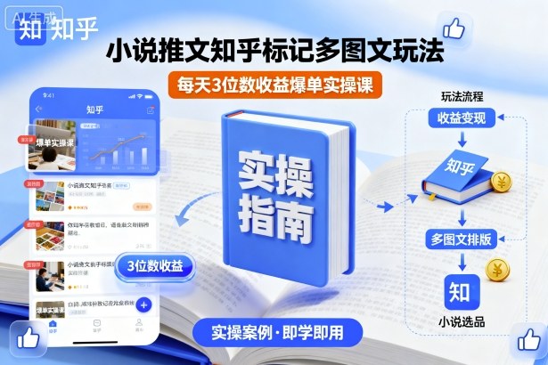 小说推文知乎标记多图文玩法，每天3位数收益爆单实操课-微众资源