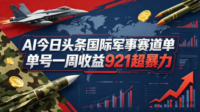 AI今日头条国际军事赛道，单号一周收益921，超暴力-微众资源