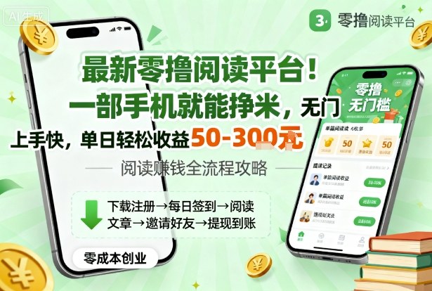 最新零撸阅读平台！一部手机就能挣米，无门槛上手快，单日轻松收益50-3张【揭秘】-微众资源