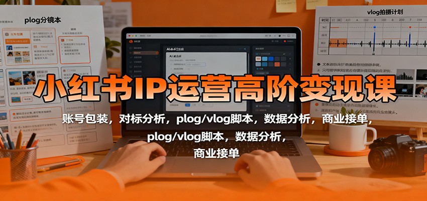 小红书IP运营高阶变现课：账号包装，对标分析，plog/vlog脚本，数据分析，商业接单-微众资源