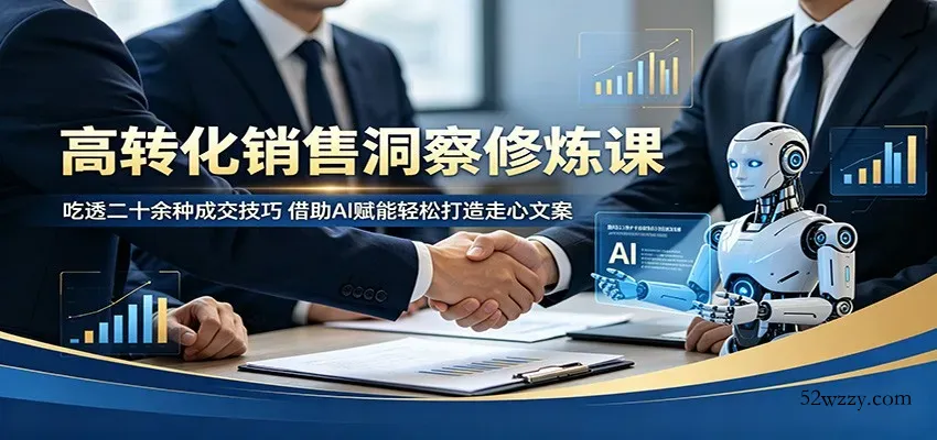 高转化销售洞察修炼课：吃透二十余种成交技巧，借助AI赋能轻松打造走心文案-微众资源