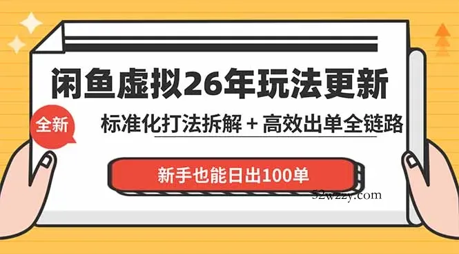 闲鱼虚拟从0到1系统化运营课程：标准化打法拆解 + 高效出单全链路教学，新手也能日出100单-微众资源