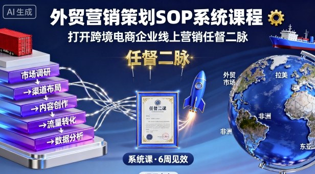 外贸营销策划SOP系统课程，打开跨境电商企业线上营销任督二脉-微众资源