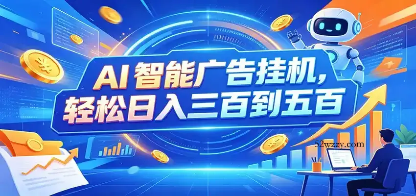 AI智能广告挂机，24小时自动跑，日入300-500，新手零门槛-微众资源