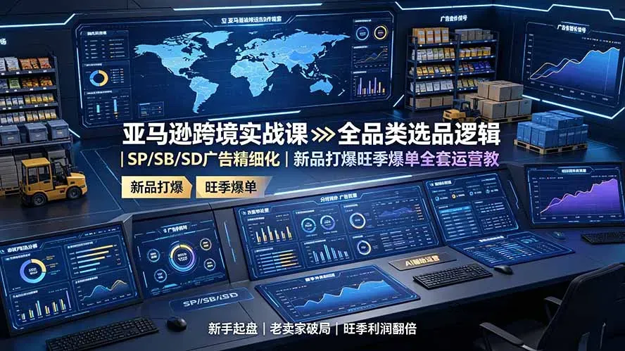 亚马逊跨境实战课：全品类选品逻辑｜SP/SB/SD广告精细化｜新品打爆旺季爆单全套运营教程-微众资源