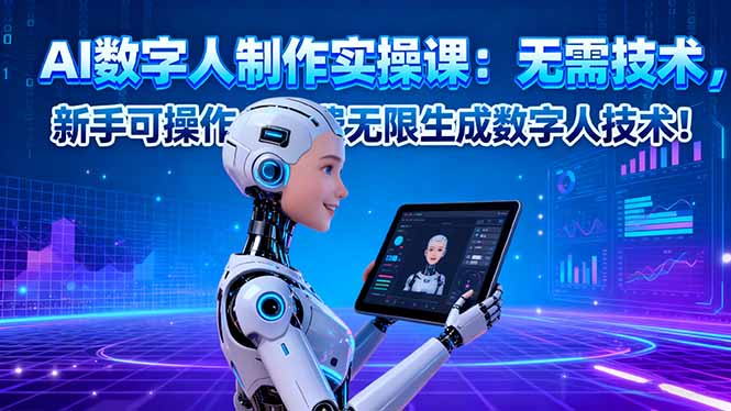 AI数字人制作实操课：无需技术，新手可操作，免费无限生成数字人技术！-微众资源