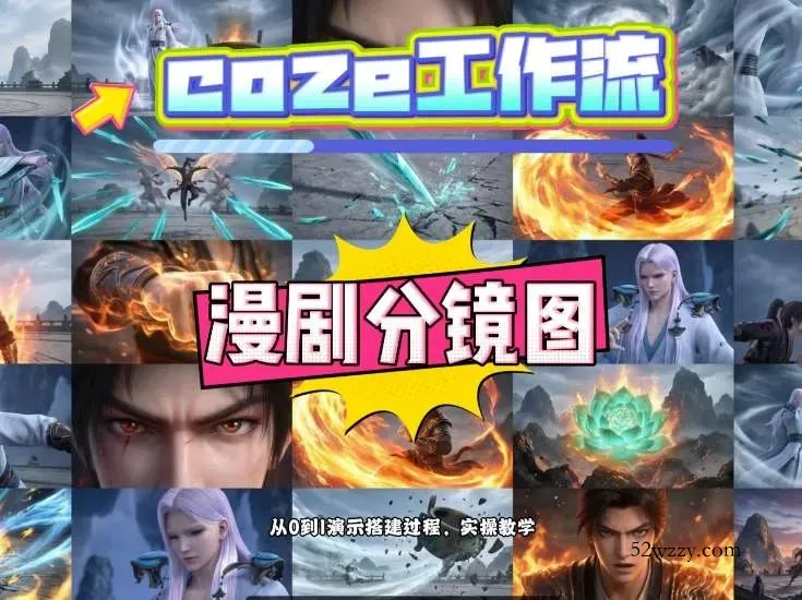 通过Coze工作流，制作《动漫分镜图》，两分钟制作完成25宫格分镜图，从0到1演示搭建过程，实操教学-微众资源