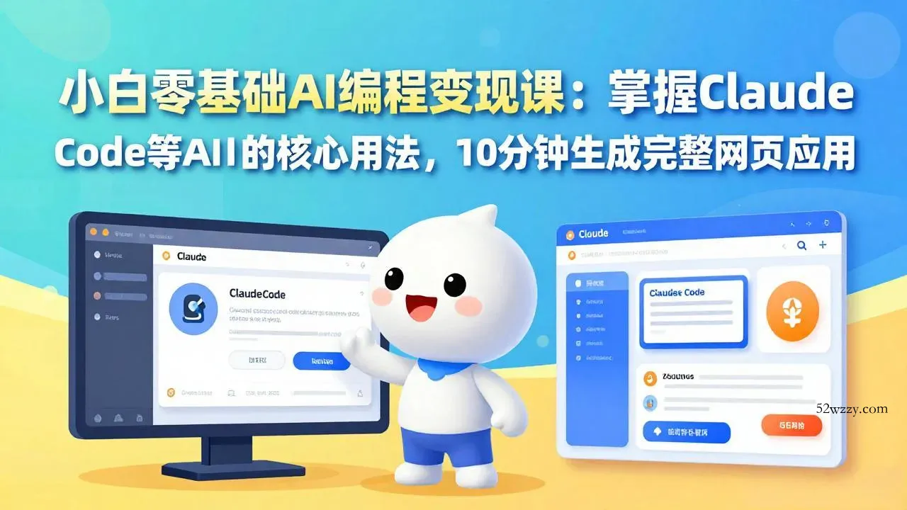 小白零基础AI编程变现课：掌握Claude Code等AI工具的核心用法，10分钟生成完整网页应用-微众资源