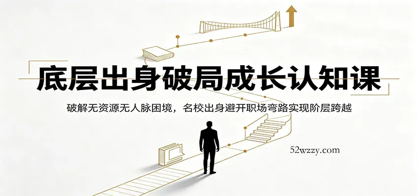 底层出身破局成长认知课：破解无资源无人脉困境，名校出身避开职场弯路实现阶层跨越-微众资源
