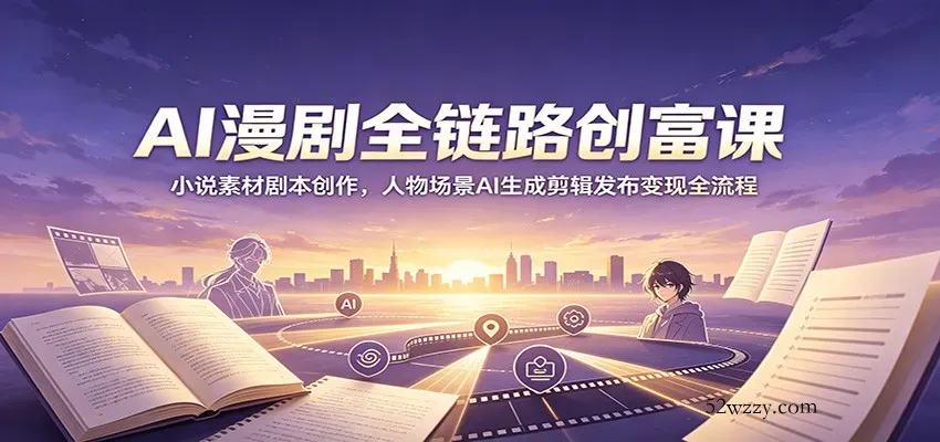 AI漫剧全链路创富课：小说素材剧本创作，人物场景AI生成剪辑发布变现全流程-微众资源