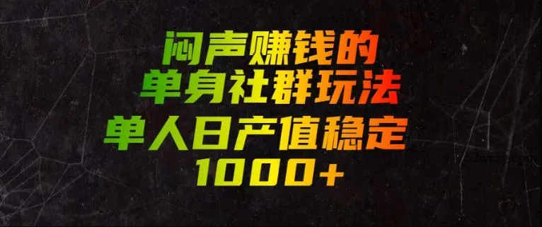 闷声賺钱的单身社群玩法，单人日产值稳定1000+【揭秘】-微众资源