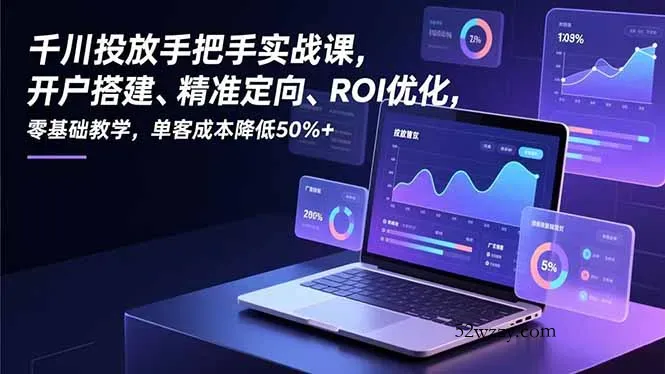 千川投放手把手实战课，开户搭建、精准定向、ROI优化，零基础教学，单客成本降低50%+-微众资源