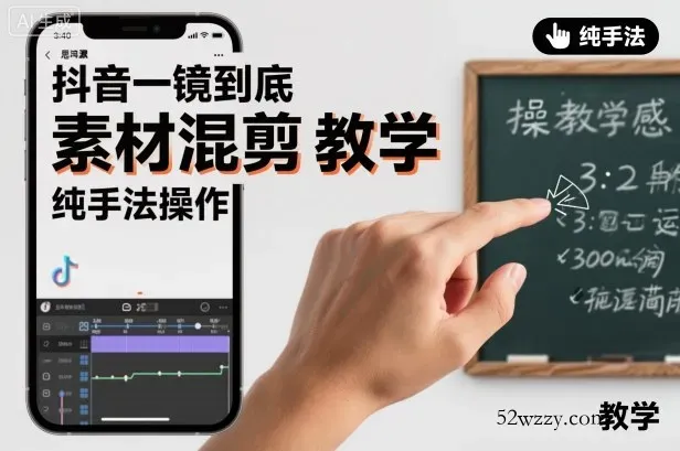 抖音一镜到底素材混剪教学，纯手法操作-微众资源