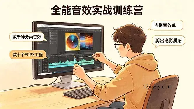 全能音效实战训练营：数千种分类音效+数十个FCPX工程，告别音效单一，剪出电影质感-微众资源