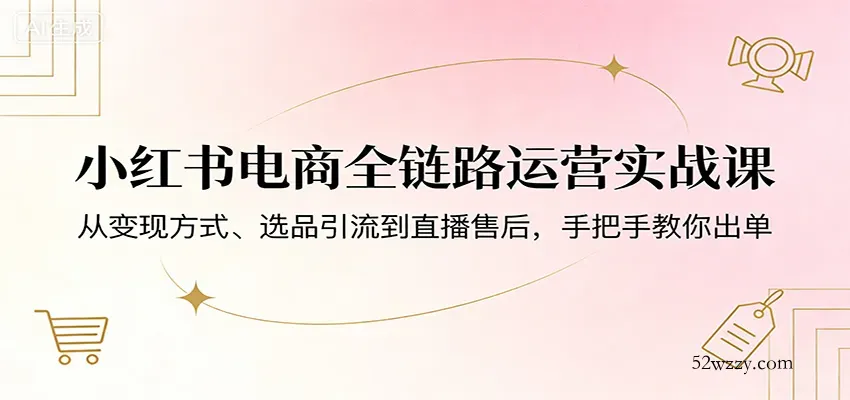 小红书电商全链路运营实战课：从变现方式、选品引流到直播售后，手把手教你出单-微众资源