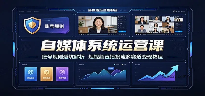 自媒体系统运营课：账号规则避坑解析，短视频直播投流多赛道变现教程-微众资源