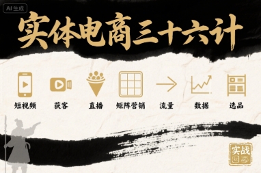 实体电商三十六计，短视频-获客-直播-矩阵营销-流量-数据-选品-微众资源