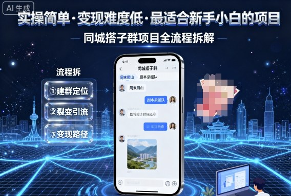 实操简单，变现难度低，最适合新手小白做的项目，每天轻松收入3张，同城搭子群项目全流程拆解-微众资源