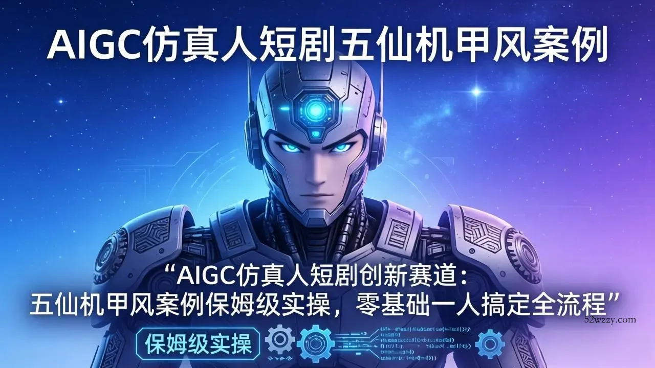 AIGC仿真人短剧创新赛道：五仙机甲风案例保姆级实操，零基础一人搞定全流程-微众资源