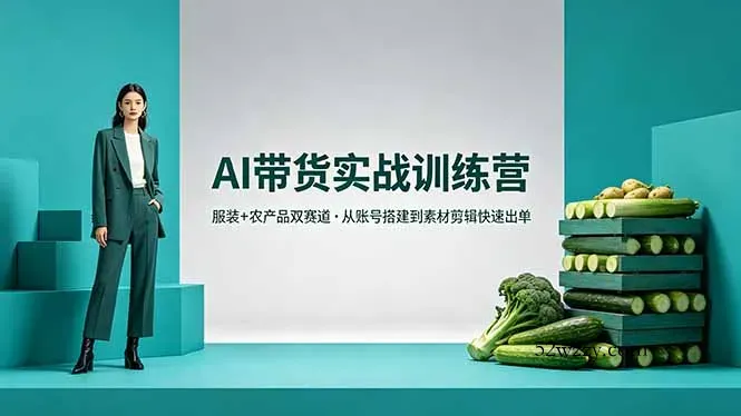 AI带货实战训练营，服装+农产品双赛道，从账号搭建到素材剪辑快速出单-微众资源