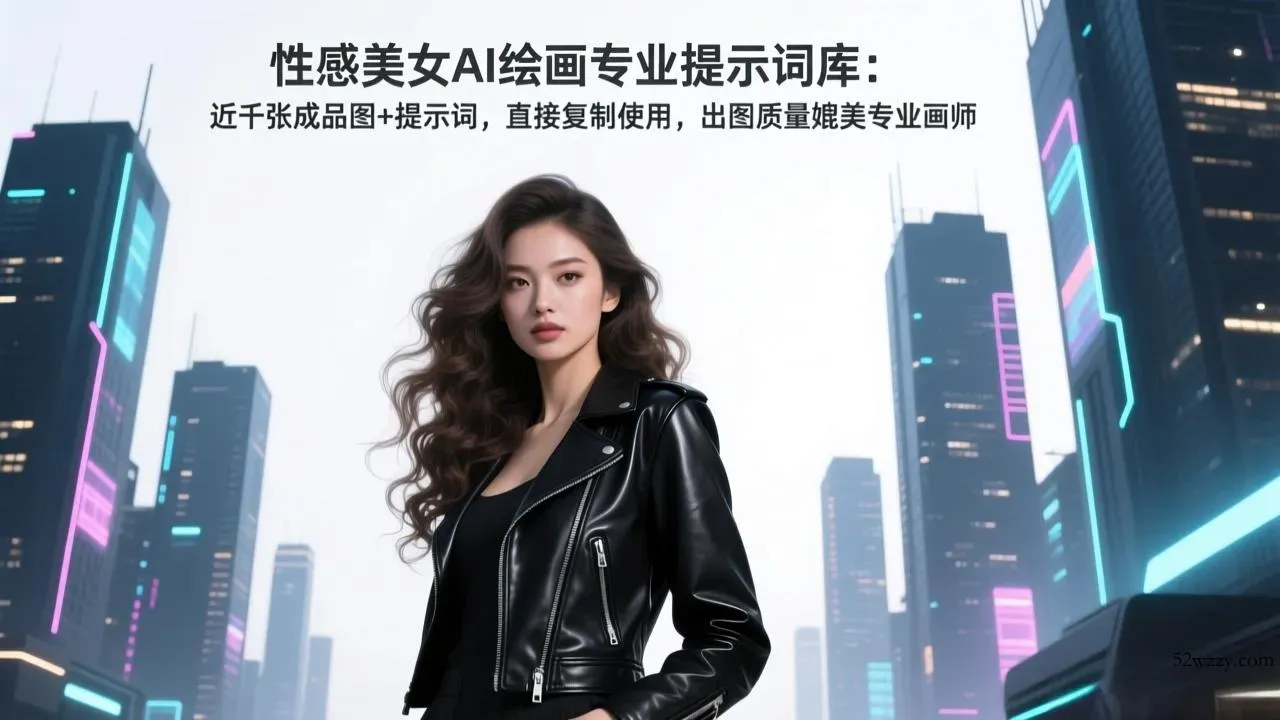 性感美女AI绘画专业提示词库：近千张成品图+提示词，直接复制使用，出图质量媲美专业画师-微众资源