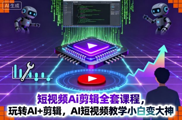 短视频Ai剪辑全套课程，玩转AI+剪辑，AI短视频教学小白变大神-微众资源