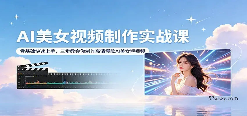 AI美女视频制作实战课：零基础快速上手，三步教会你制作高清爆款AI美女短视频-微众资源