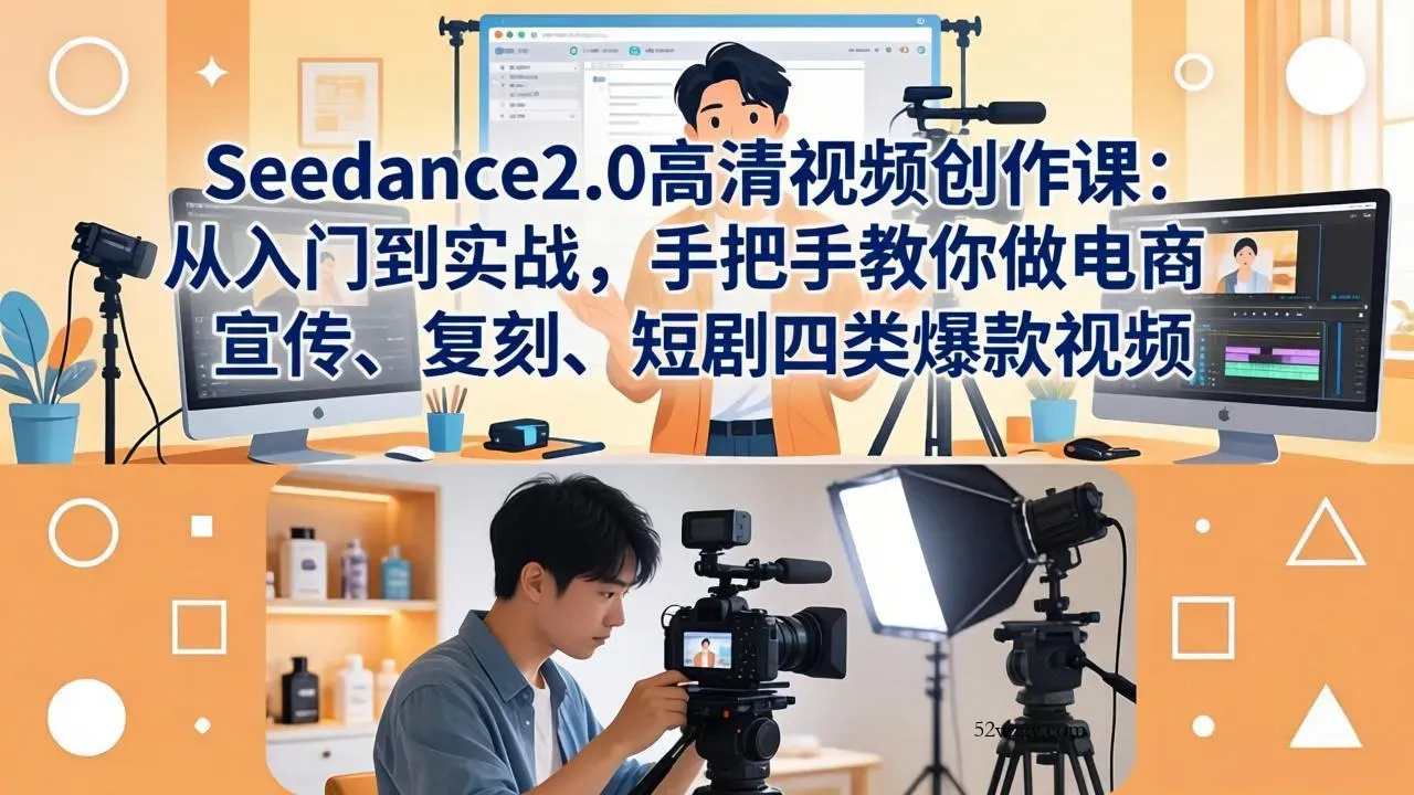 Seedance2.0高清视频创作课：从入门到实战，手把手教你做电商、宣传、复刻、短剧四类爆款视频-微众资源