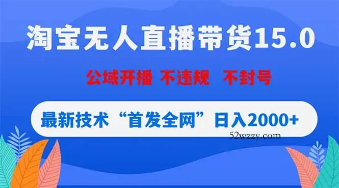 淘宝无人直播带货15.0，不封号，不违规，公域玩法，首发全网日入2000+-微众资源
