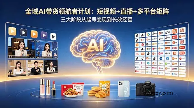 全域AI带货领航者计划：短视频+直播+多平台矩阵，三大阶段从起号变现到长效经营-微众资源