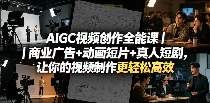 AIGC视频创作全能课｜商业广告+动画短片+真人短剧，让你的视频制作更轻松高效-微众资源