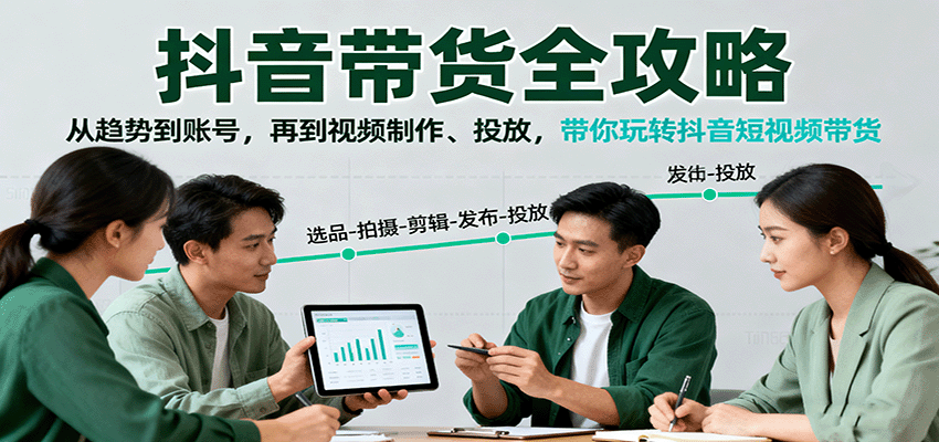 抖音带货全攻略：从趋势到账号，再到视频制作、投放，带你玩转抖音短视频带货-微众资源