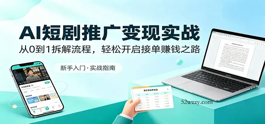 AI短剧推广变现实战：从0到1拆解流程，轻松开启接单赚钱之路-微众资源
