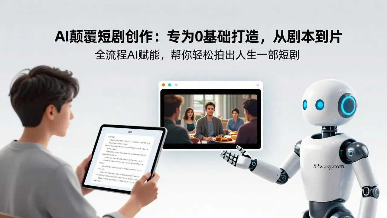 AI颠覆短剧创作：专为0基础打造，从剧本到成片全流程AI赋能，帮你轻松拍出人生第一部短剧-微众资源
